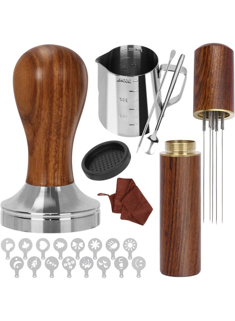 Bukela 23 PCS Coffee Tamper Set, Espresso Accessories Kit Barista Kit, with Espresso Tamper 51mm, Coffee Stirrer, Frothing Pitcher, Tamper Mat, Latte Art Pen, Sandalwood Tamper for Espresso Machine - Image 1